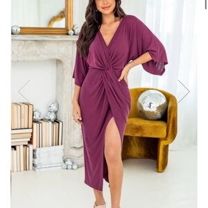 NWOT Pink Lily Twist Detail MIDI Dress